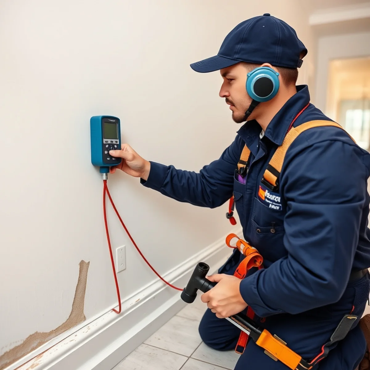 Miami plumber tracing a hidden leak near utility piping