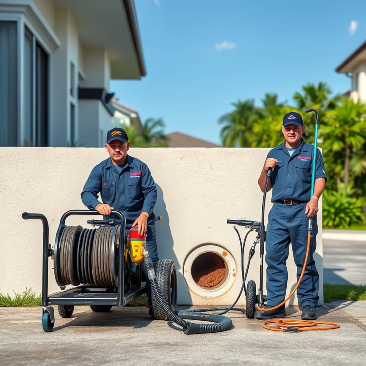 Professional drain cleaning tools used for Miami hydro jetting and snaking