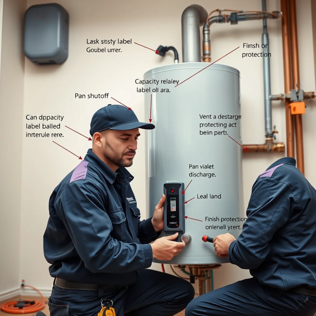 Installed tank water heater with accessible Miami plumbing connections