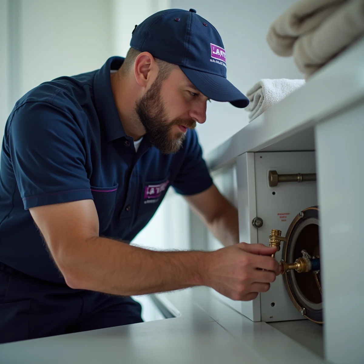 BH Plumbing & Drain Service technician preparing plumbing service at a Aventura, Florida property