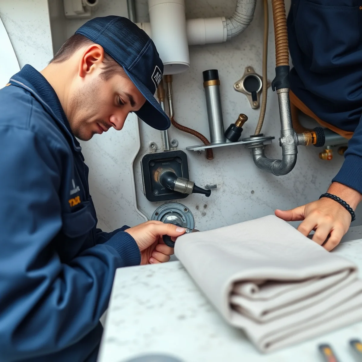 BH Plumbing & Drain Service technician preparing plumbing service at a Bal Harbour, Florida property