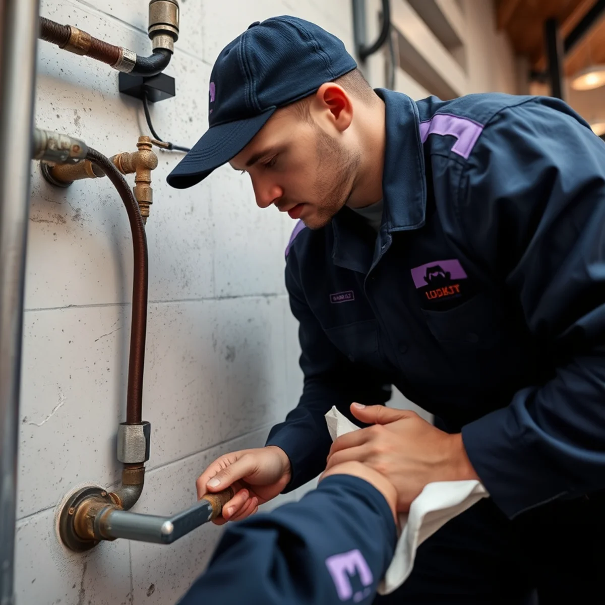 BH Plumbing & Drain Service technician preparing plumbing service at a Miami Design District, Florida property