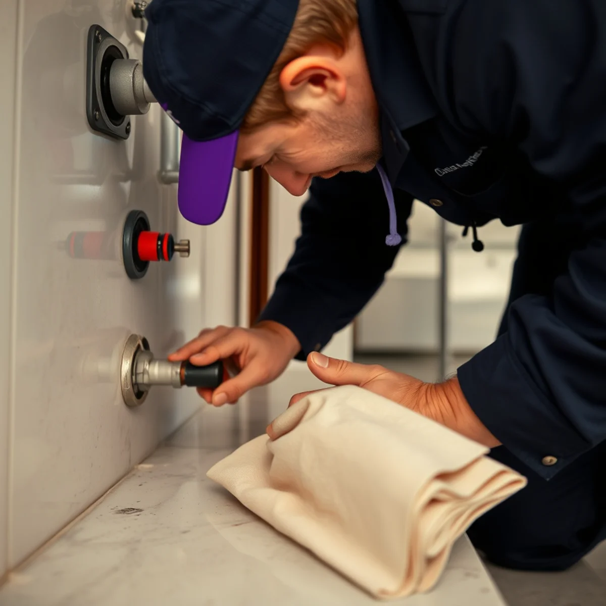 BH Plumbing & Drain Service technician preparing plumbing service at a Downtown Miami, Florida property
