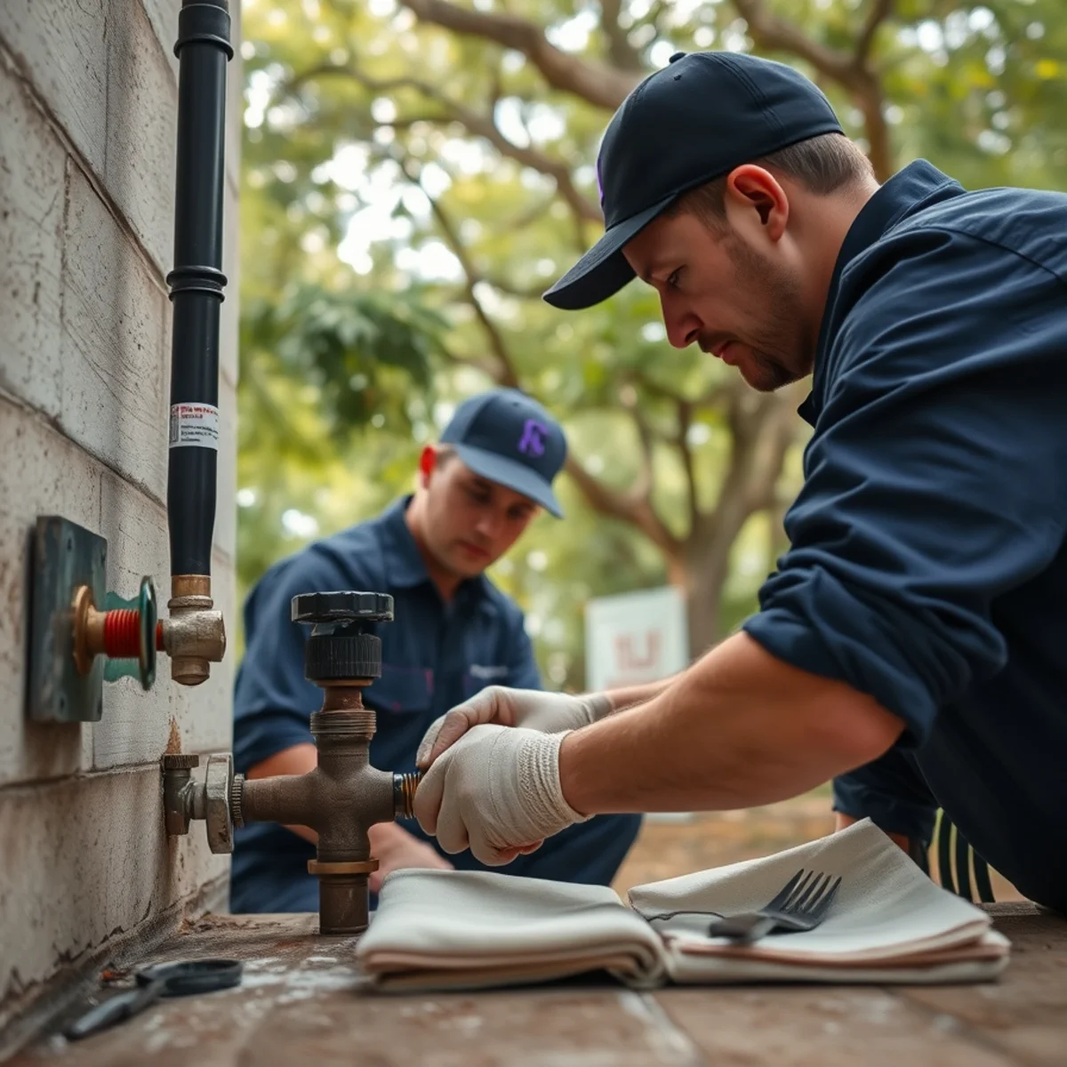 BH Plumbing & Drain Service technician preparing plumbing service at a El Portal, Florida property