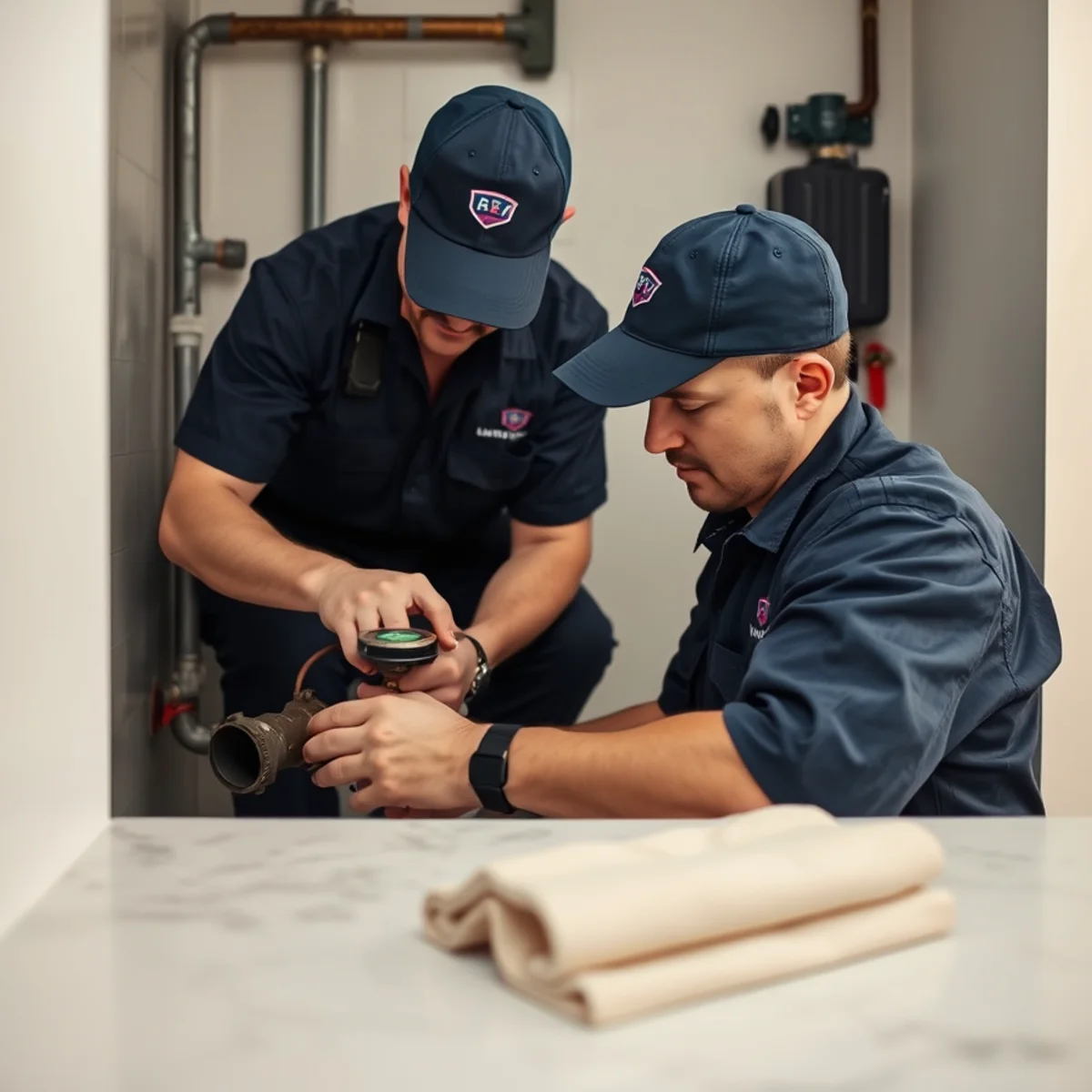 BH Plumbing & Drain Service technician preparing plumbing service at a Indian Creek Village, Florida property