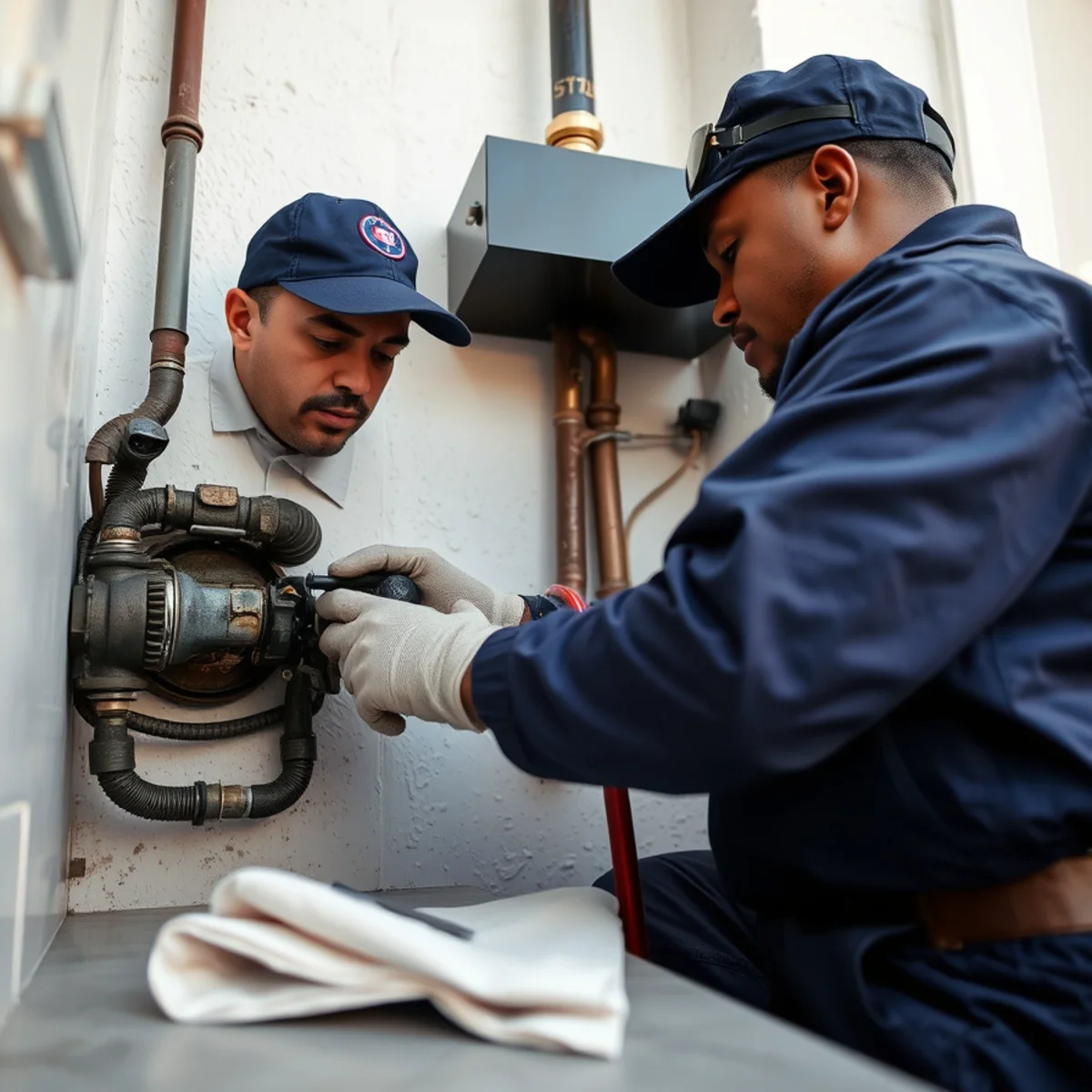 BH Plumbing & Drain Service technician preparing plumbing service at a Liberty City, Florida property