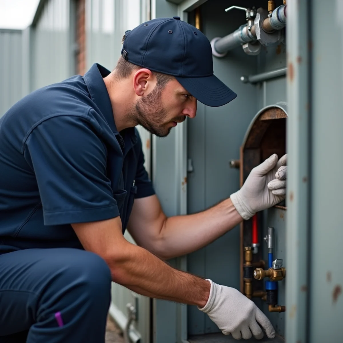 BH Plumbing & Drain Service technician preparing plumbing service at a Medley, Florida property
