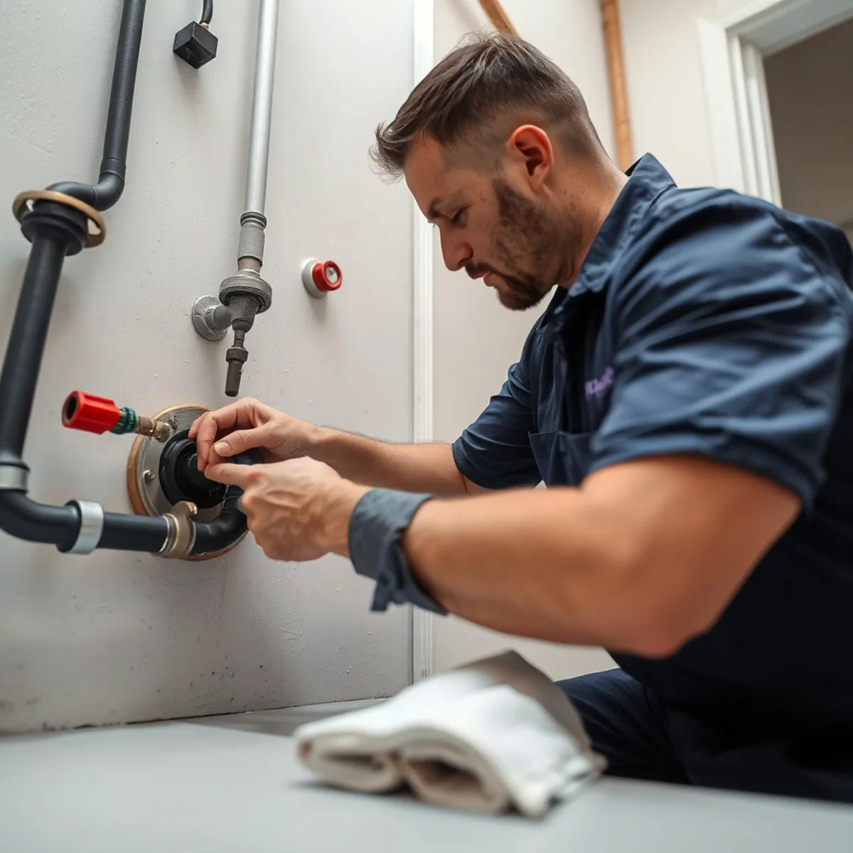 BH Plumbing & Drain Service technician preparing plumbing service at a North Miami, Florida property