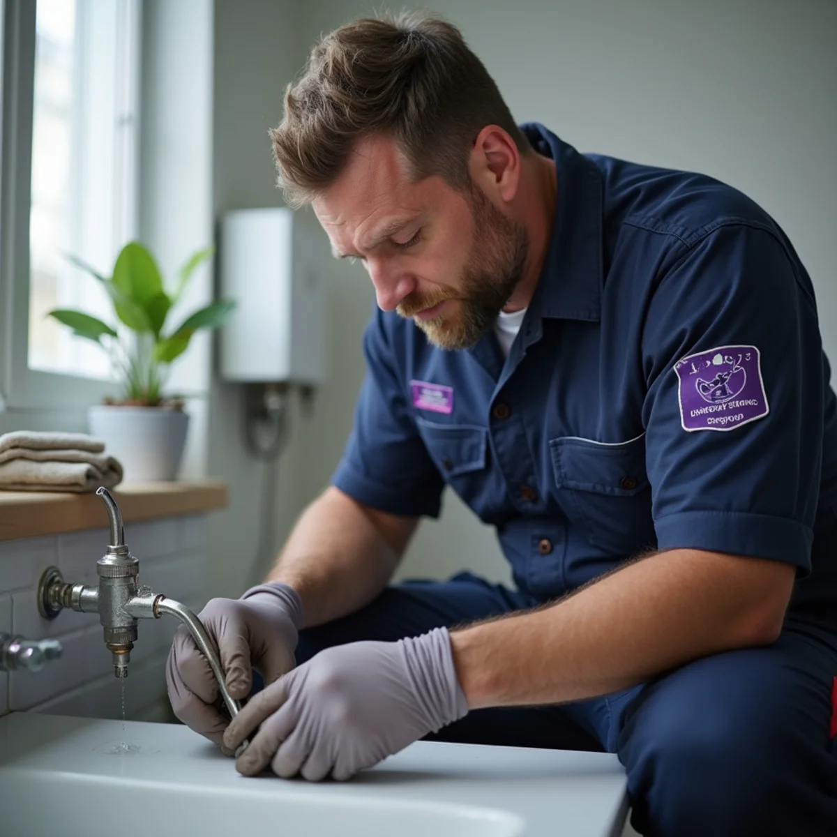 BH Plumbing & Drain Service technician preparing plumbing service at a Sunny Isles Beach, Florida property