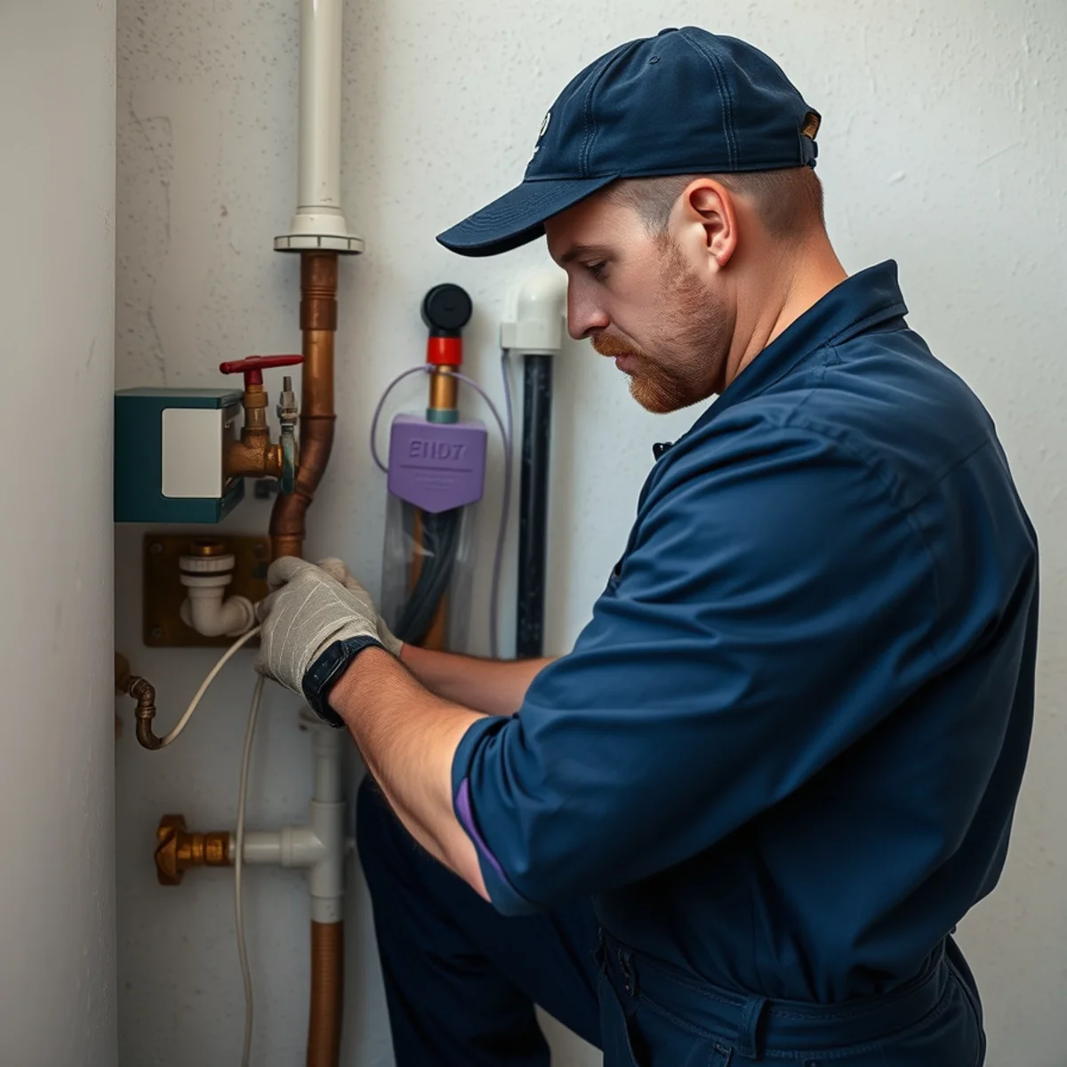 BH Plumbing & Drain Service technician preparing plumbing service at a Tamiami, Florida property