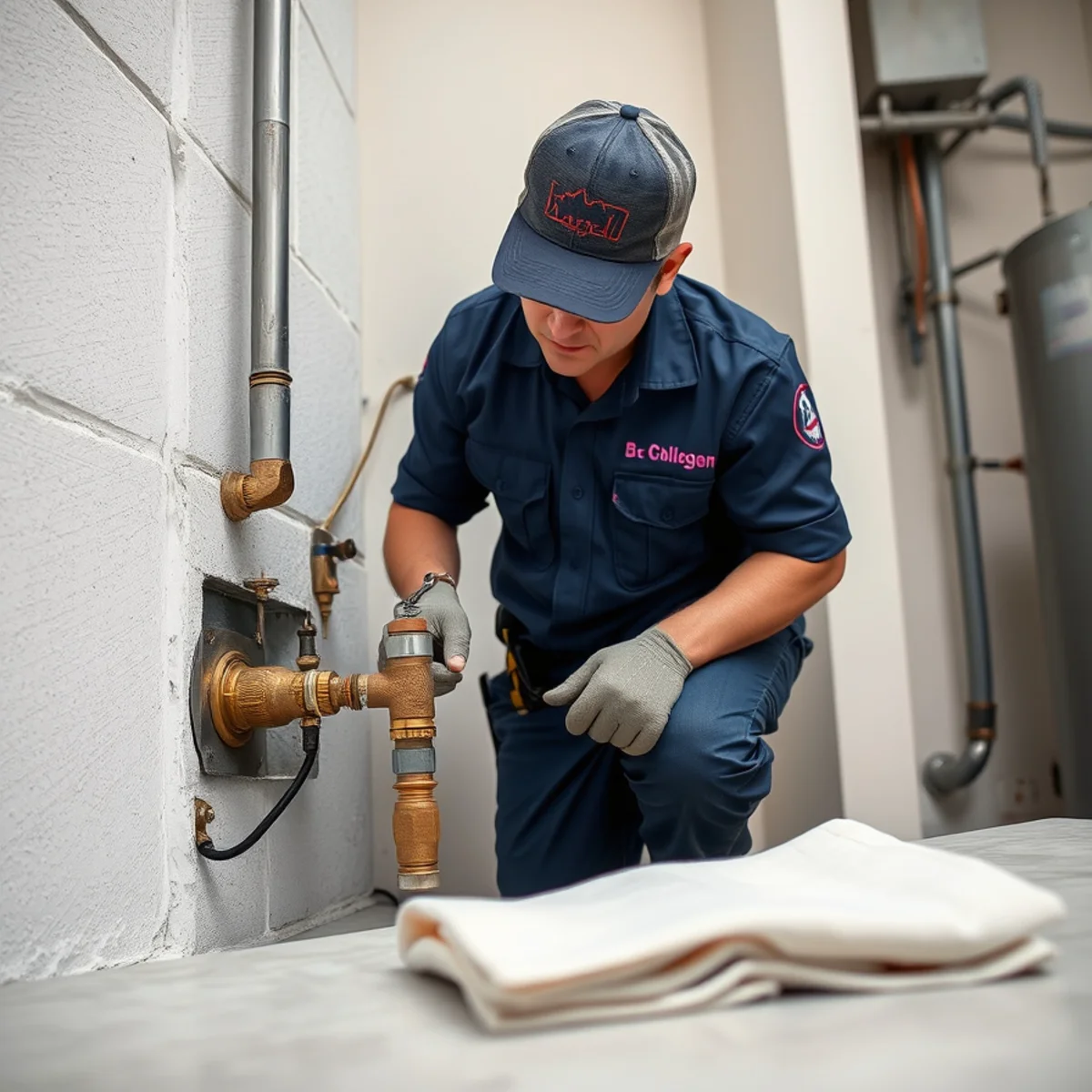 BH Plumbing & Drain Service technician preparing plumbing service at a West Miami, Florida property