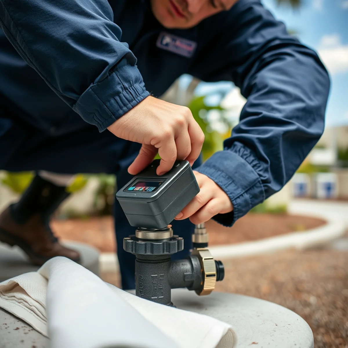 Backflow Prevention service in progress at a Miami, Florida property