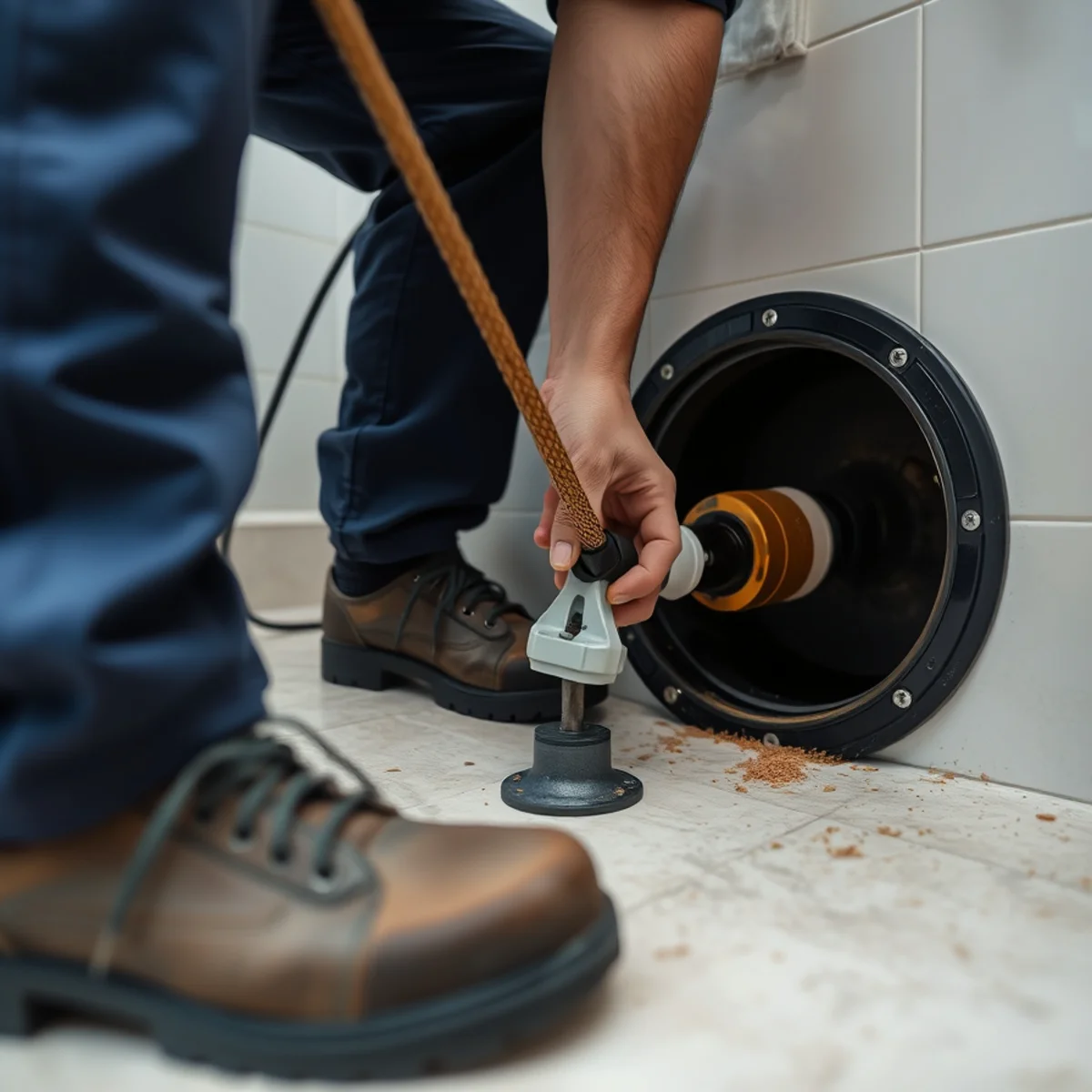 Drain Cleaning service in progress at a Miami, Florida property